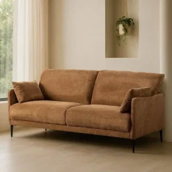 Sofá de Salón Marrón en Tejido con Estructura de Madera 615564