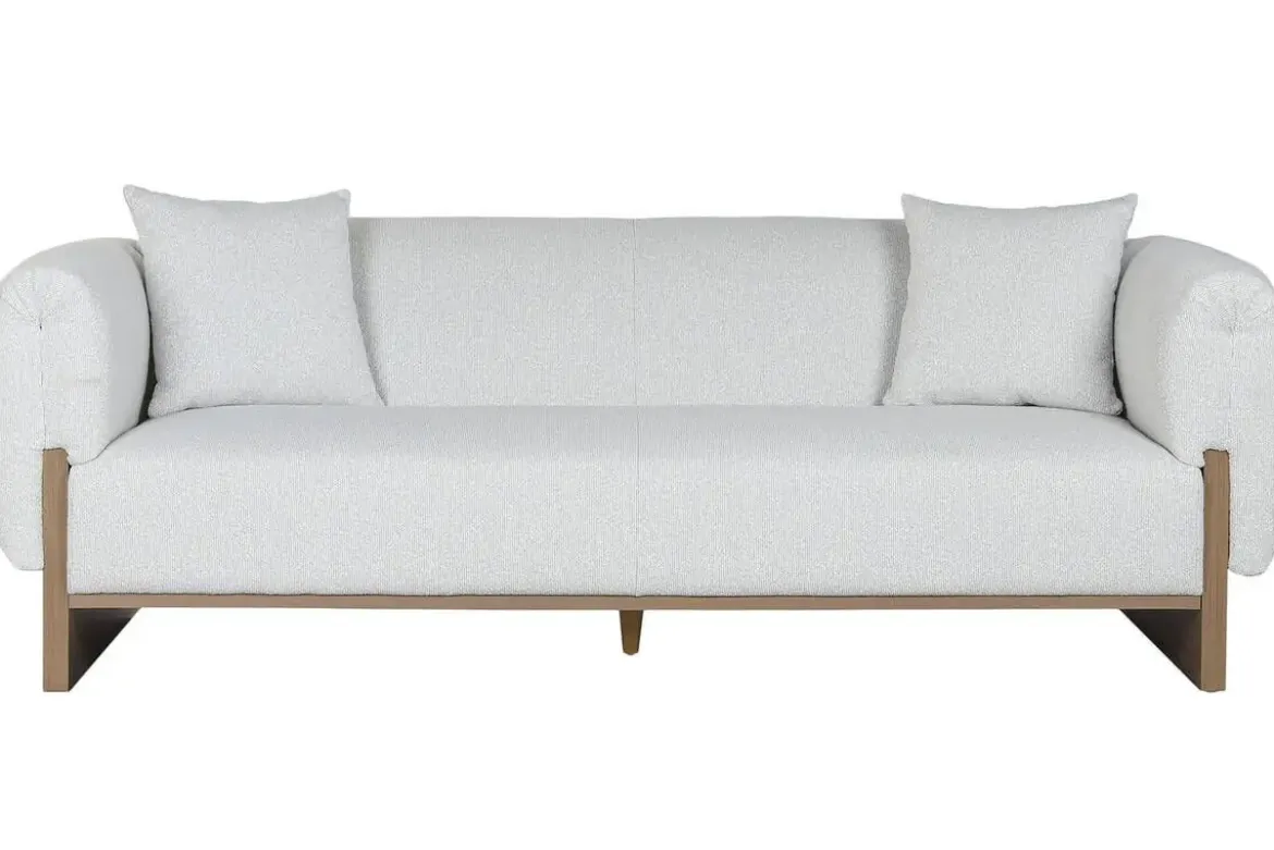 Sofá de Salón Tapizado en Poliéster Gris 220 cm MB-221801