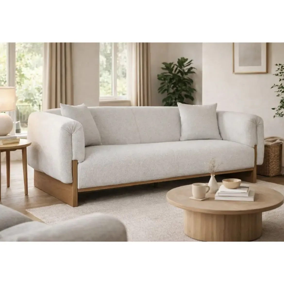 Sofá de Salón Tapizado en Poliéster Gris 220 cm MB-221801