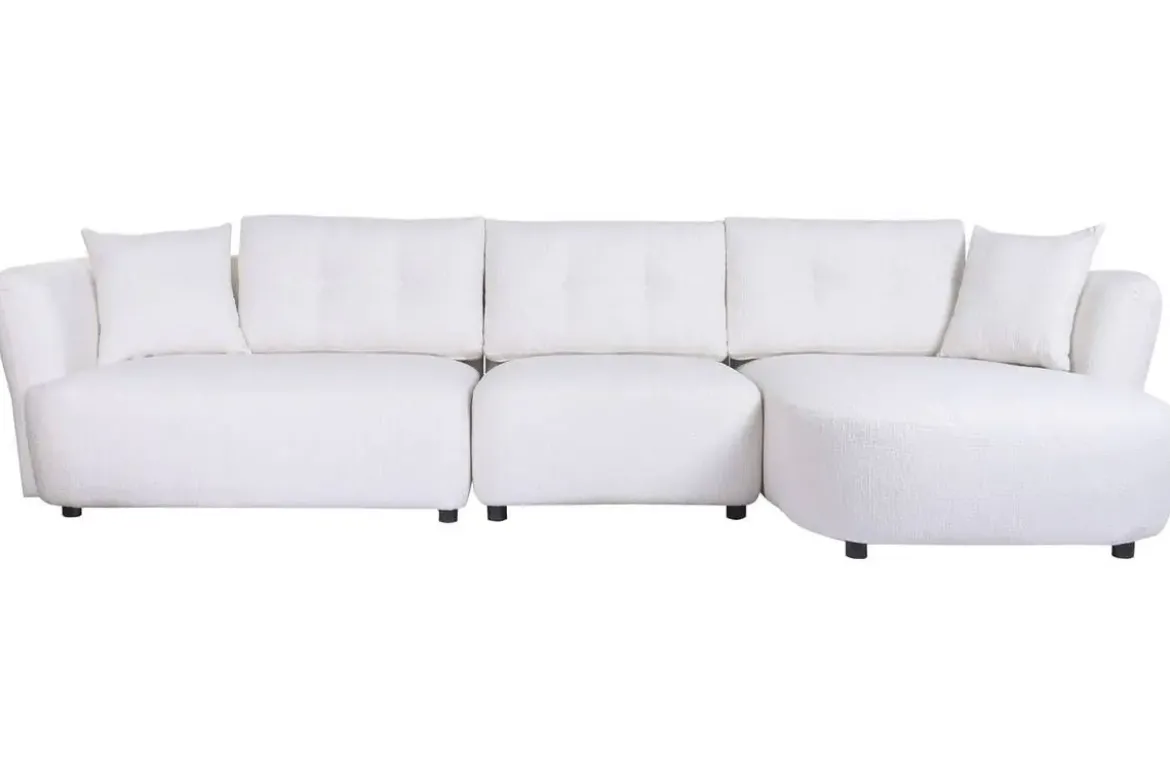 Sofá Modular Curvo Tapizado en Poliéster Blanco MB-225991