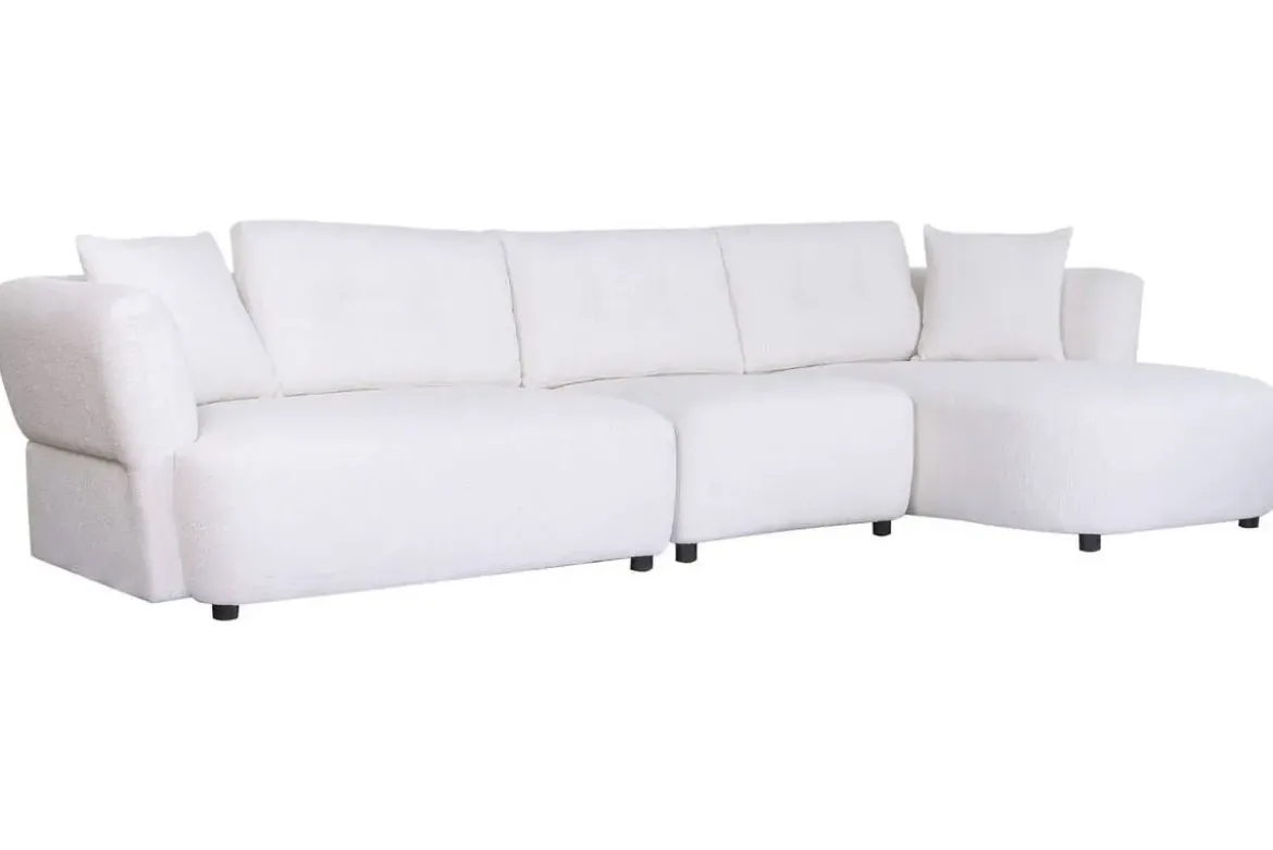 Sofá Modular Curvo Tapizado en Poliéster Blanco MB-225991