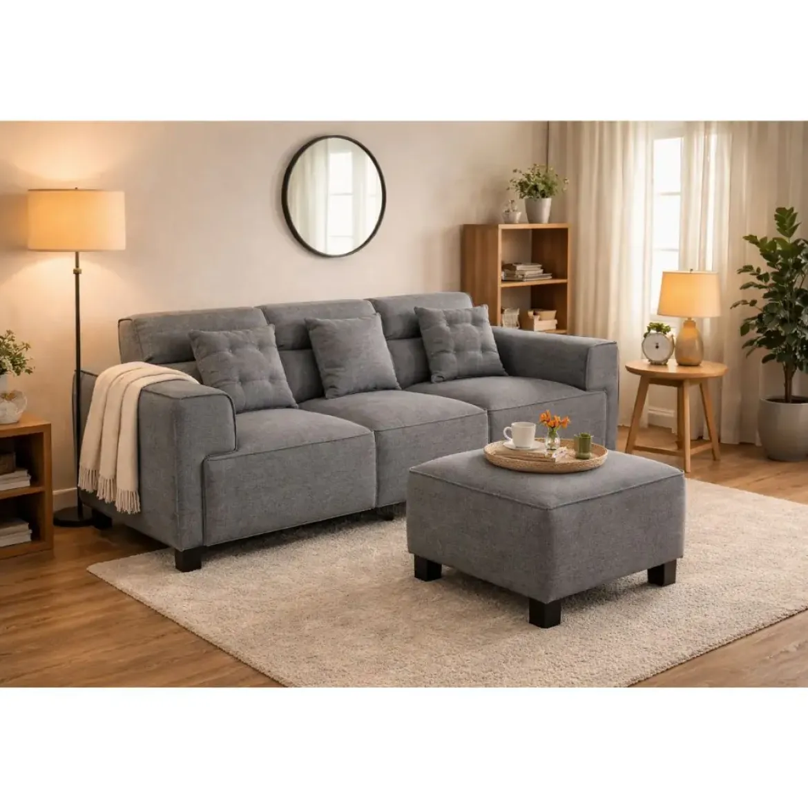 Sofá Modular Tapizado en Poliéster con Estructura de Madera MB-221804