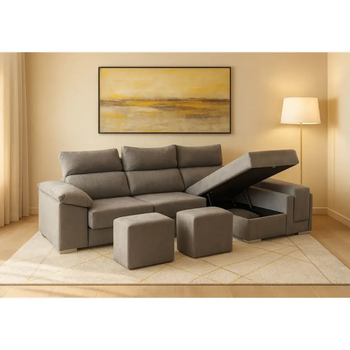 Sofá 2 plazas con Chaise Longue a la derecha Modelo Kenia