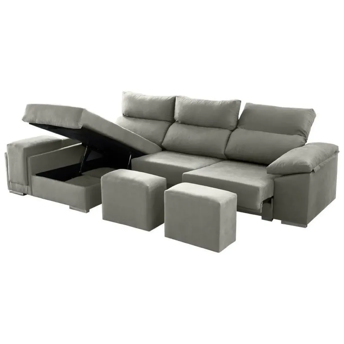 Sofá 3 Plazas Deslizante con Chaiselongue Izquierda Modelo Kenia