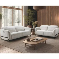 Sofá 2 Plazas en Tela Beige con Cabezales Manuales AMSTERDAM