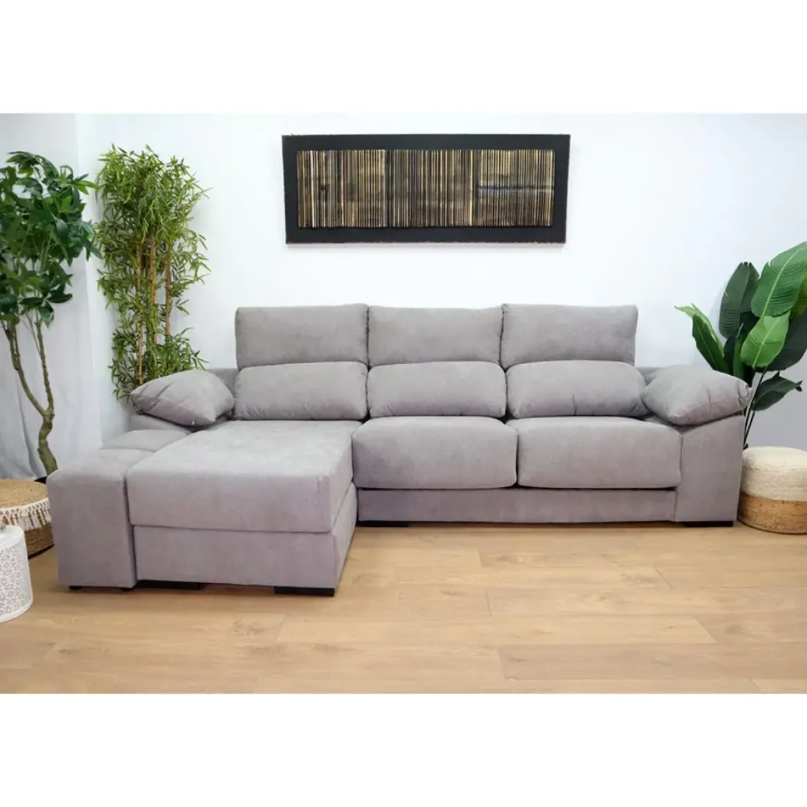 Sofá 3 plazas más Chaiselongue Izquierda Tapizada en Tela Modelo 1300
