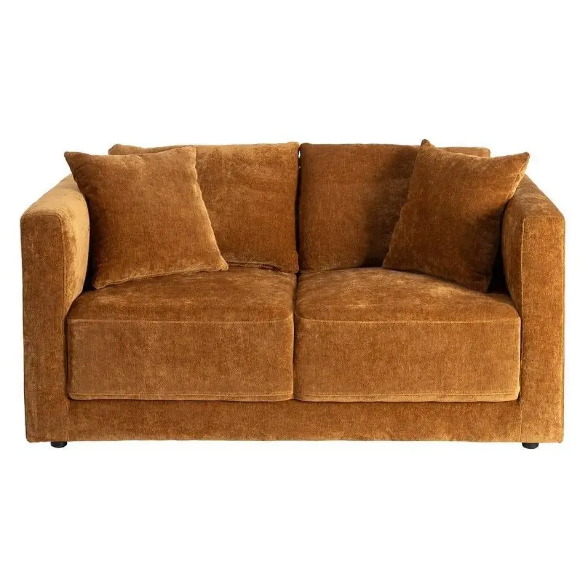 Sofá 2 Plazas Ocre Tejido en Poliéster con Patas de Madera 165 cm 615448