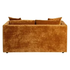 Sofá 2 Plazas Ocre Tejido en Poliéster con Patas de Madera 165 cm 615448