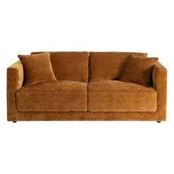 Sofá 3 Plazas Ocre Tejido en Poliéster con Patas de Madera 210 cm 615449