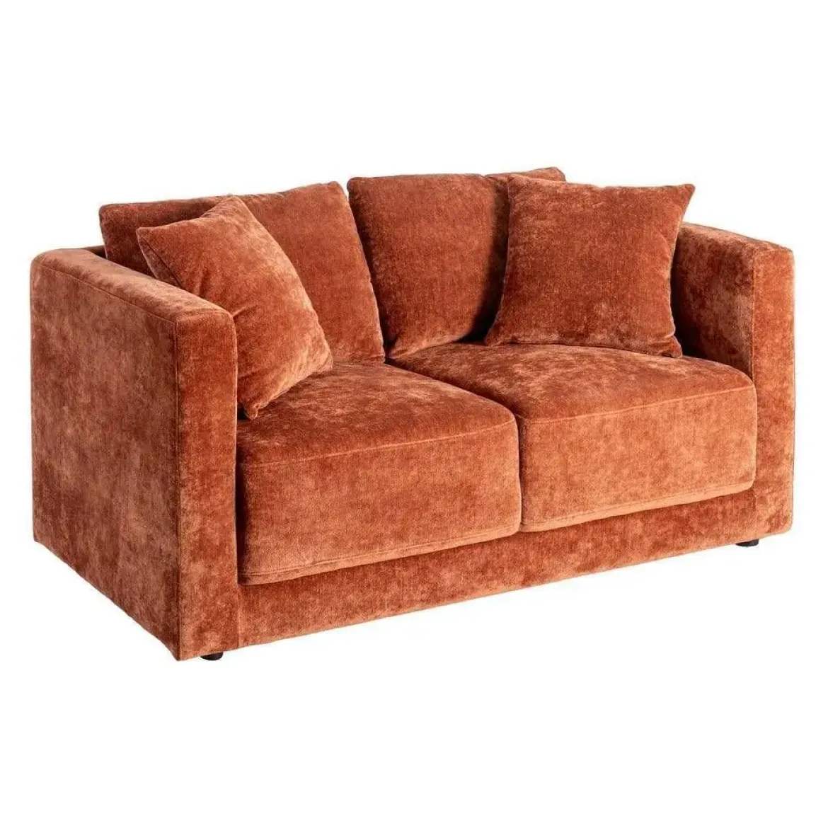 Sofá 2 Plazas Teja Tejido en Poliéster con Patas de Madera 165 cm 615450