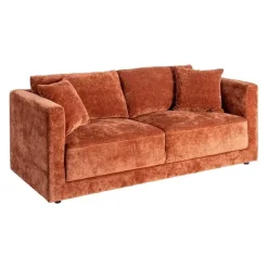 Sofá 3 Plazas Teja Tejido en Poliéster con Patas de Madera 210 cm 615451
