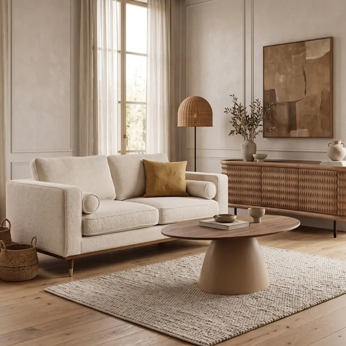 Sofá 2 Plazas Tejido 172 cm Color Beige 614710