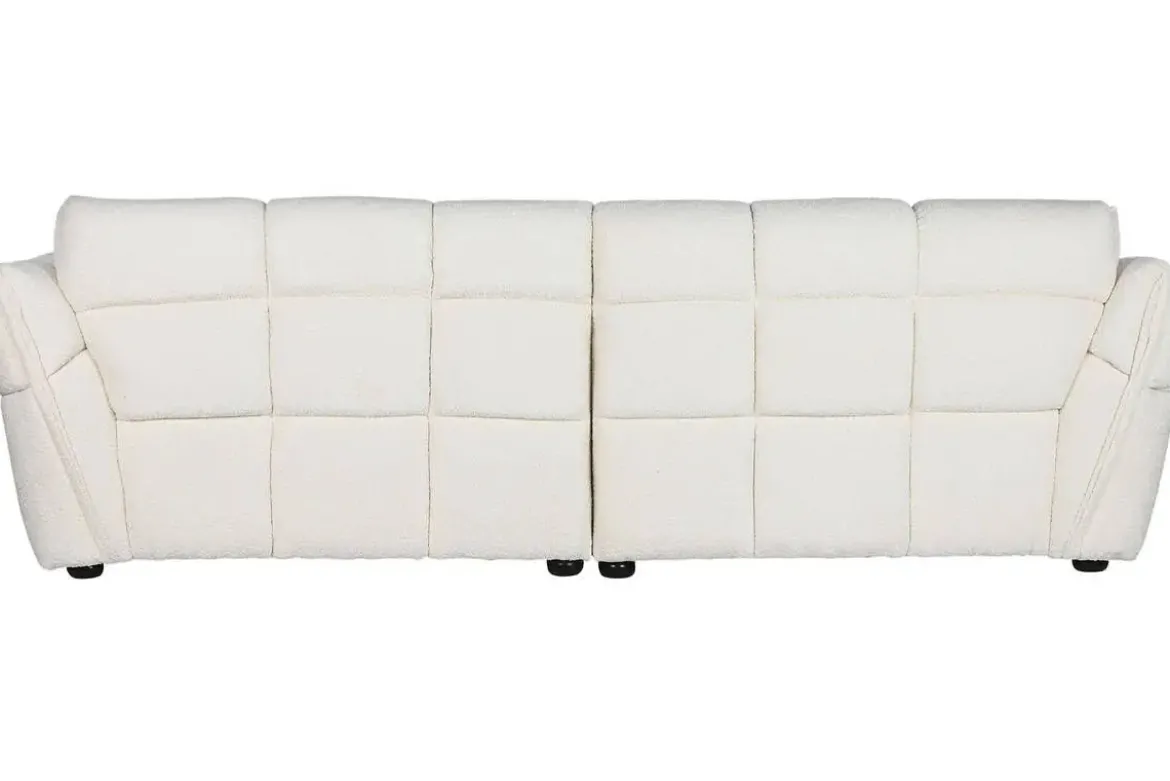 Sofá Tapizado en Bouclé Blanco con Estructura de Madera MB-211724