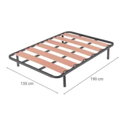Somier 135 cm con Láminas de Madera y Tubo Acerado Acabado Gris HERMES
