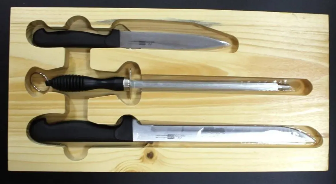 Soporte Jamonero de Madera con Cajón y Set de Cuchillos