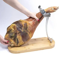 Soporte Jamonero en Madera de Bambú Plegable y Giratorio