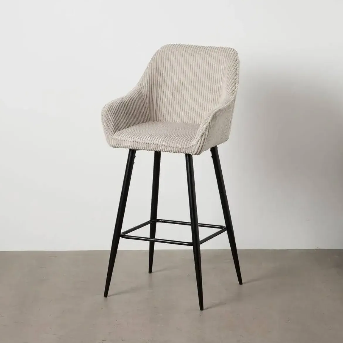 Taburete Alto Beige/Negro de Tejido/Hierro CONTRACT 612590