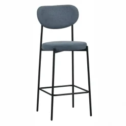 Taburete Alto con Asiento Tapizado en Azul MAUI 30-152