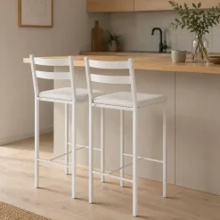 Taburete Alto con Reposapiés de Aluminio de color Blanco 797/BL