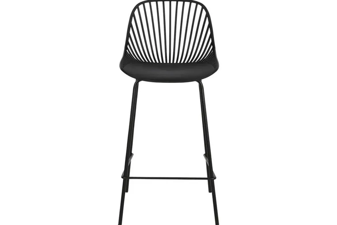 Taburete Alto con Respaldo de Polipropileno y Metal