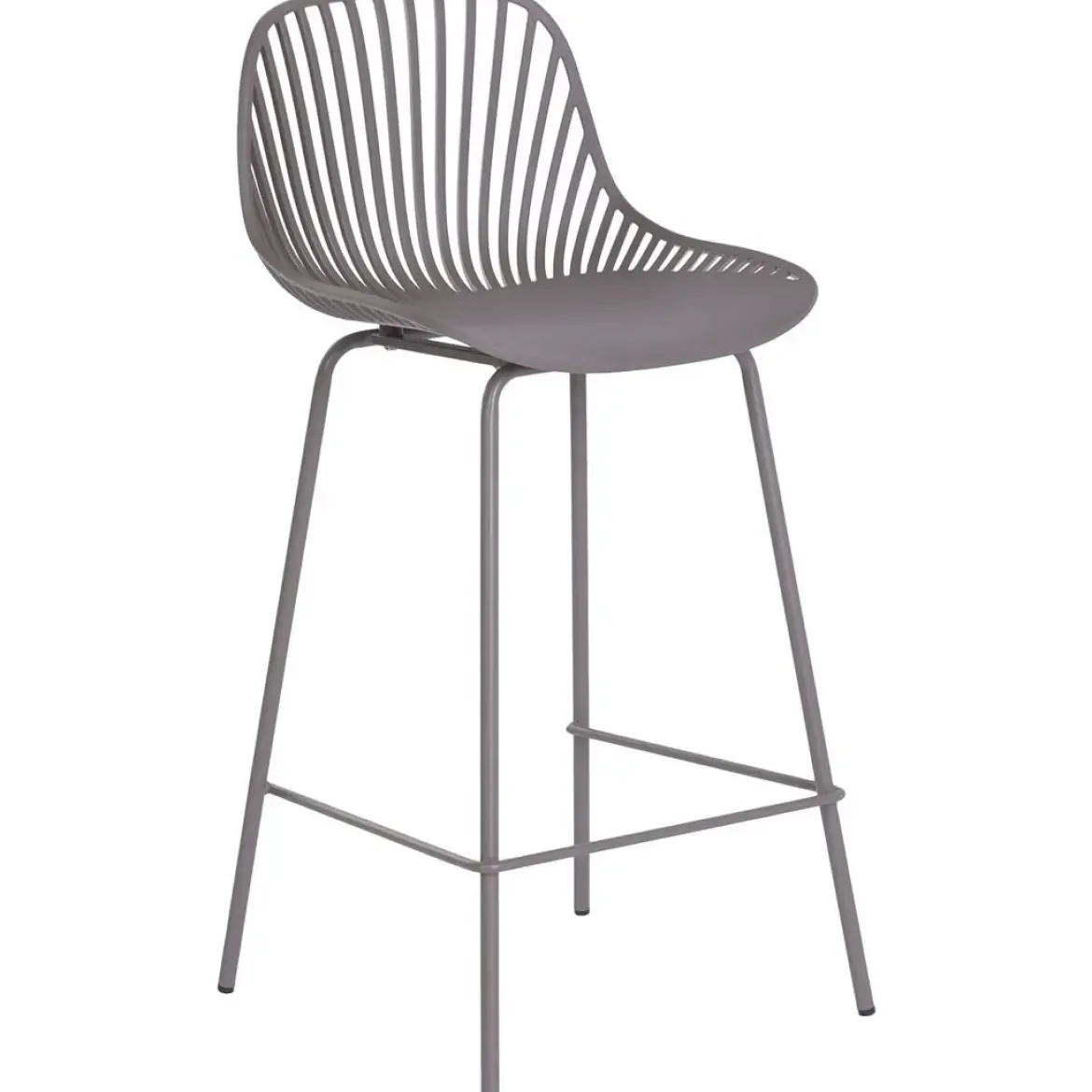 Taburete Alto con Respaldo de Polipropileno y Metal