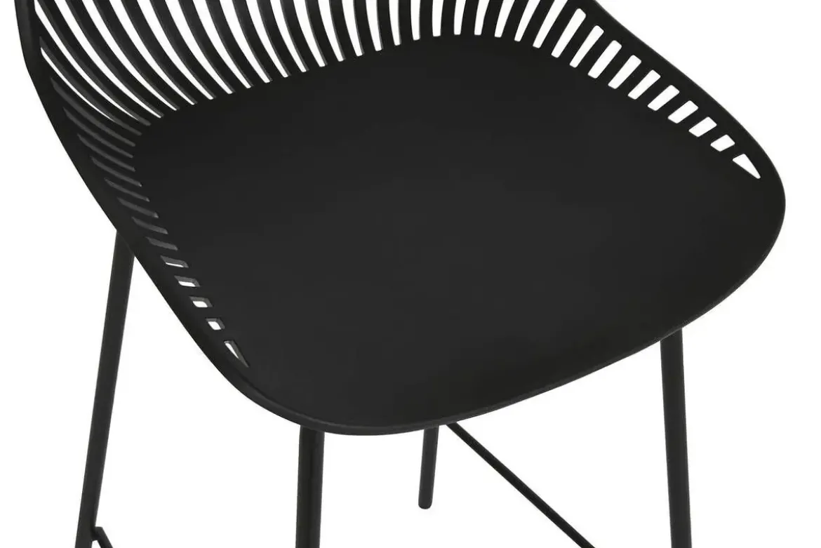 Taburete Alto con Respaldo de Polipropileno y Metal