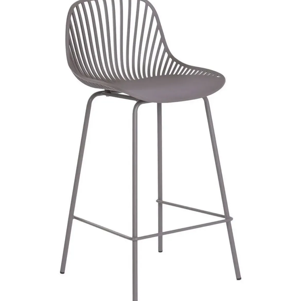 Taburete Alto con Respaldo de Polipropileno y Metal
