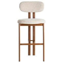 Taburete Alto de Cocina Beige con Base Madera 614632