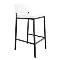 Taburete Alto en Negro con Respaldo y Asiento Tapizado NINO