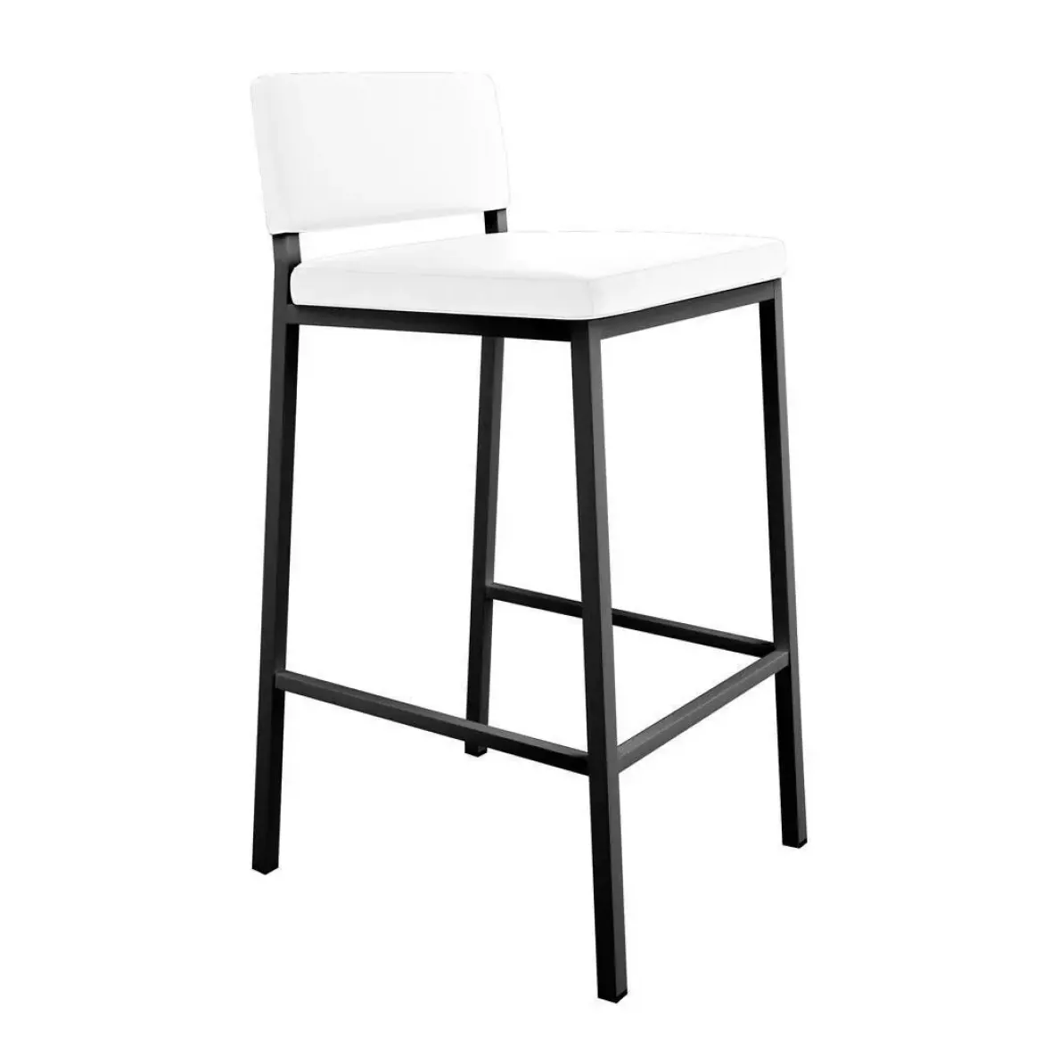 Taburete Alto en Negro con Respaldo y Asiento Tapizado NINO