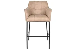 Taburete Alto en Símil Piel con Estructura Metálica Beige MB-207831