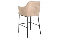 Taburete Alto en Símil Piel con Estructura Metálica Beige MB-207831