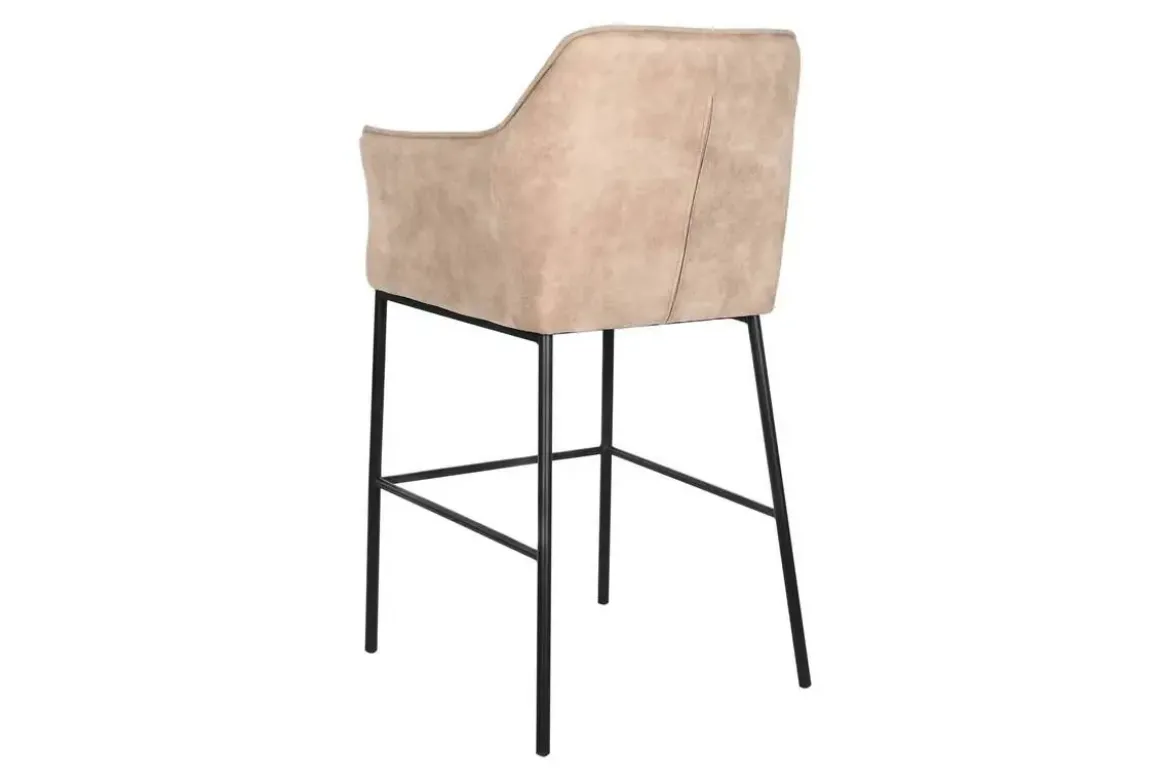 Taburete Alto en Símil Piel con Estructura Metálica Beige MB-207831