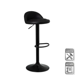 Taburete Alto Regulable de Cuero Sintético Negro 805401