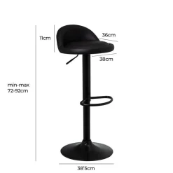 Taburete Alto Regulable de Cuero Sintético Negro 805401