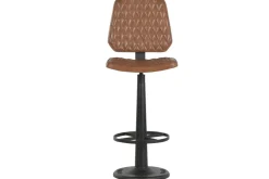 Taburete Alto Tapizado en Piel Sintética Marrón MB-223595