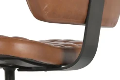 Taburete Alto Tapizado en Piel Sintética Marrón MB-223595