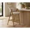 Taburete Alto Tapizado en Poliéster y Madera de Fresno MB-225985