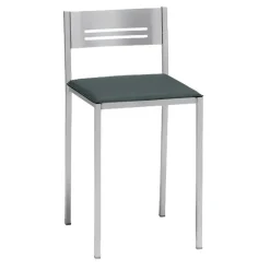 Taburete Bajo con Respaldo y Asiento Tapizado de Aluminio 833/AL