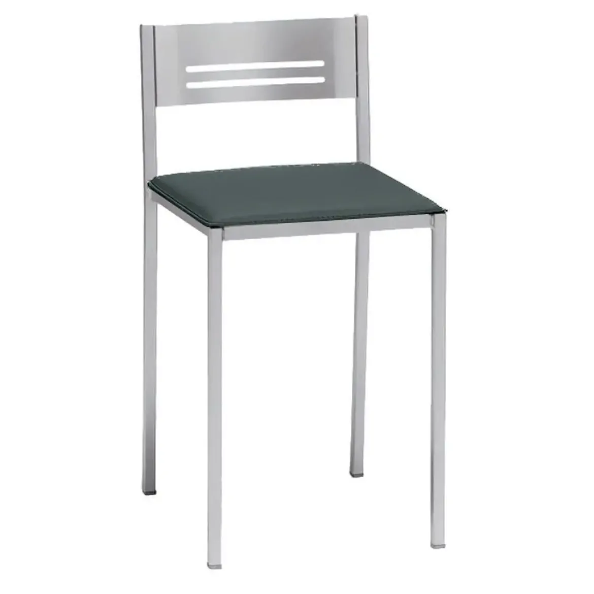 Taburete Bajo con Respaldo y Asiento Tapizado de Aluminio 833/AL
