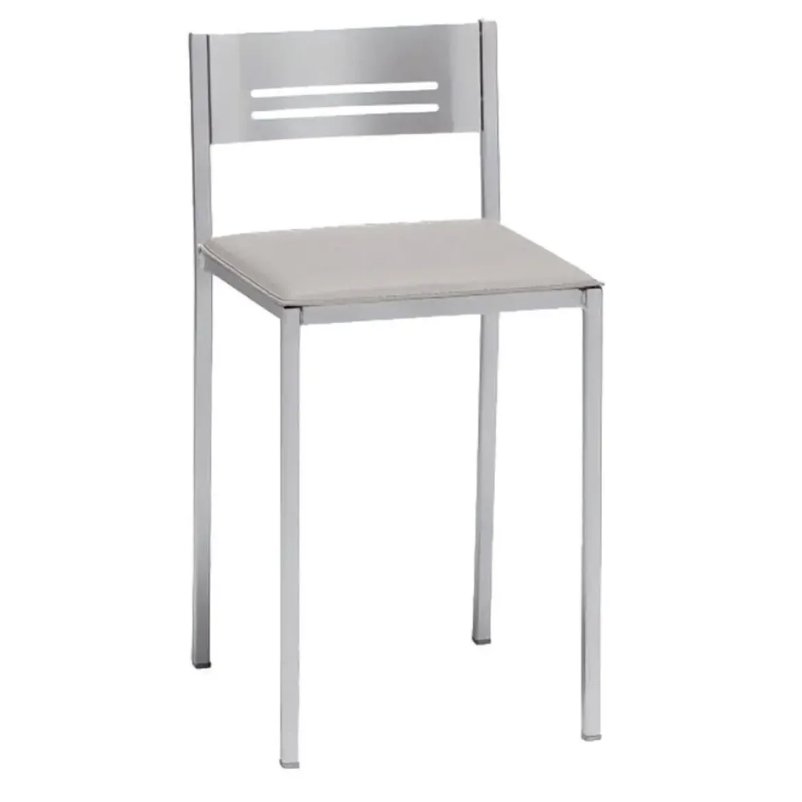 Taburete Bajo con Respaldo y Asiento Tapizado de Aluminio 833/AL