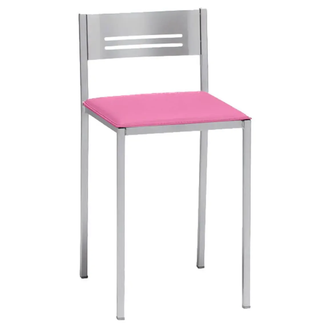 Taburete Bajo con Respaldo y Asiento Tapizado de Aluminio 833/AL