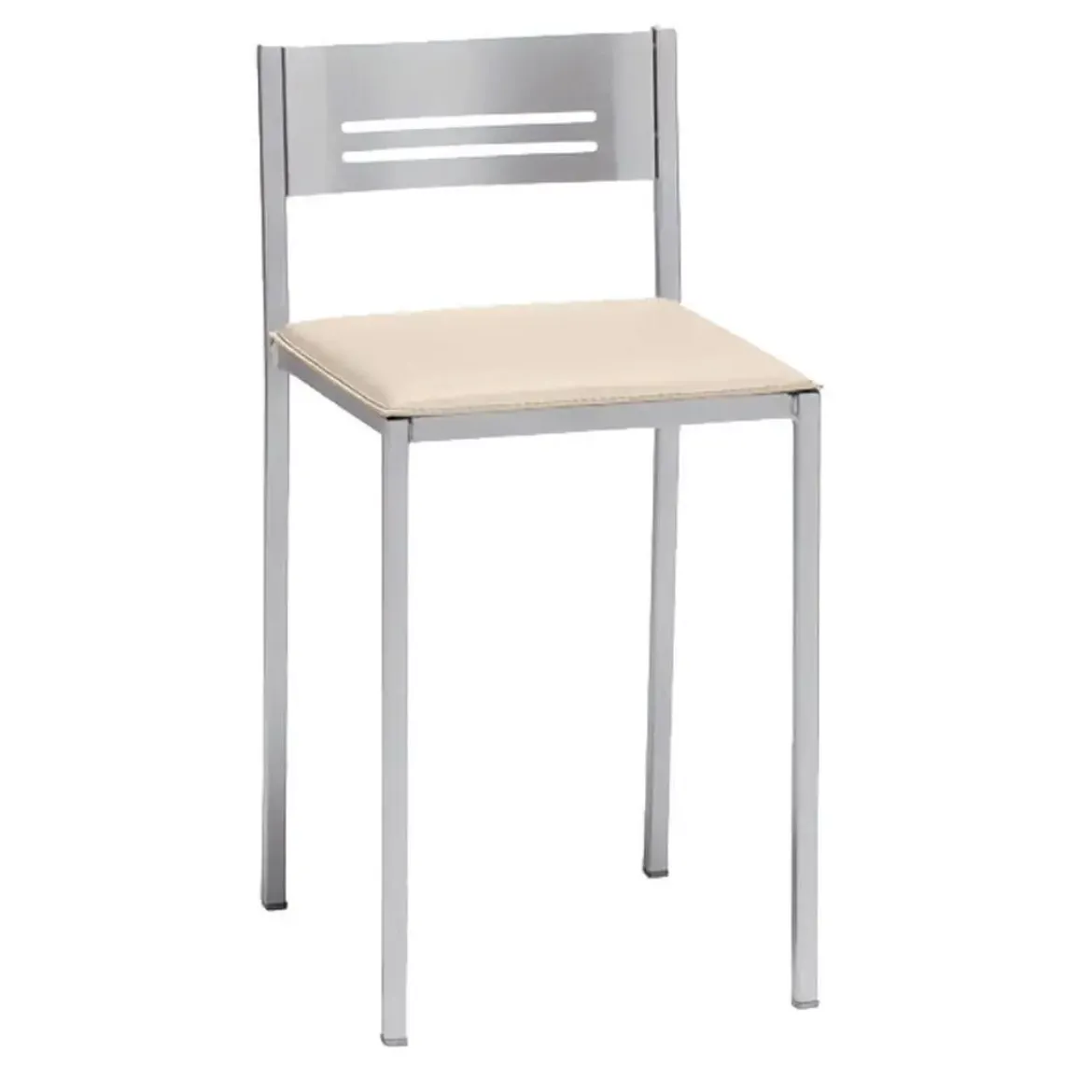 Taburete Bajo con Respaldo y Asiento Tapizado de Aluminio 833/AL