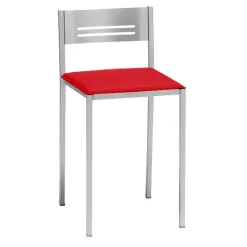 Taburete Bajo con Respaldo y Asiento Tapizado de Aluminio 833/AL