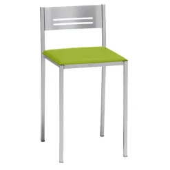 Taburete Bajo con Respaldo y Asiento Tapizado de Aluminio 833/AL
