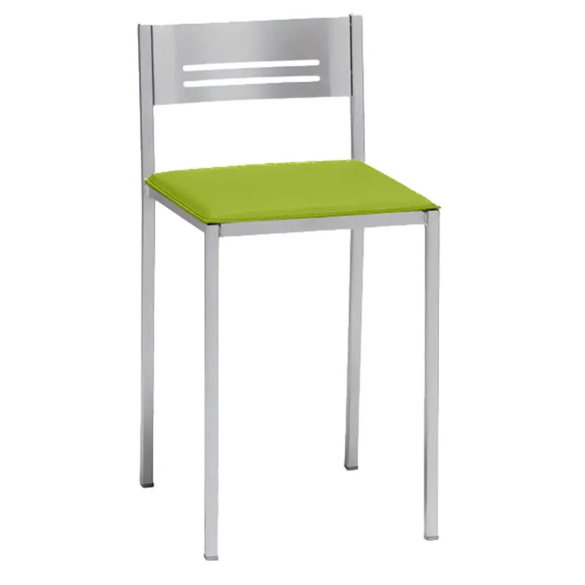 Taburete Bajo con Respaldo y Asiento Tapizado de Aluminio 833/AL