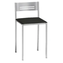 Taburete Bajo con Respaldo y Asiento Tapizado de Aluminio 833/AL
