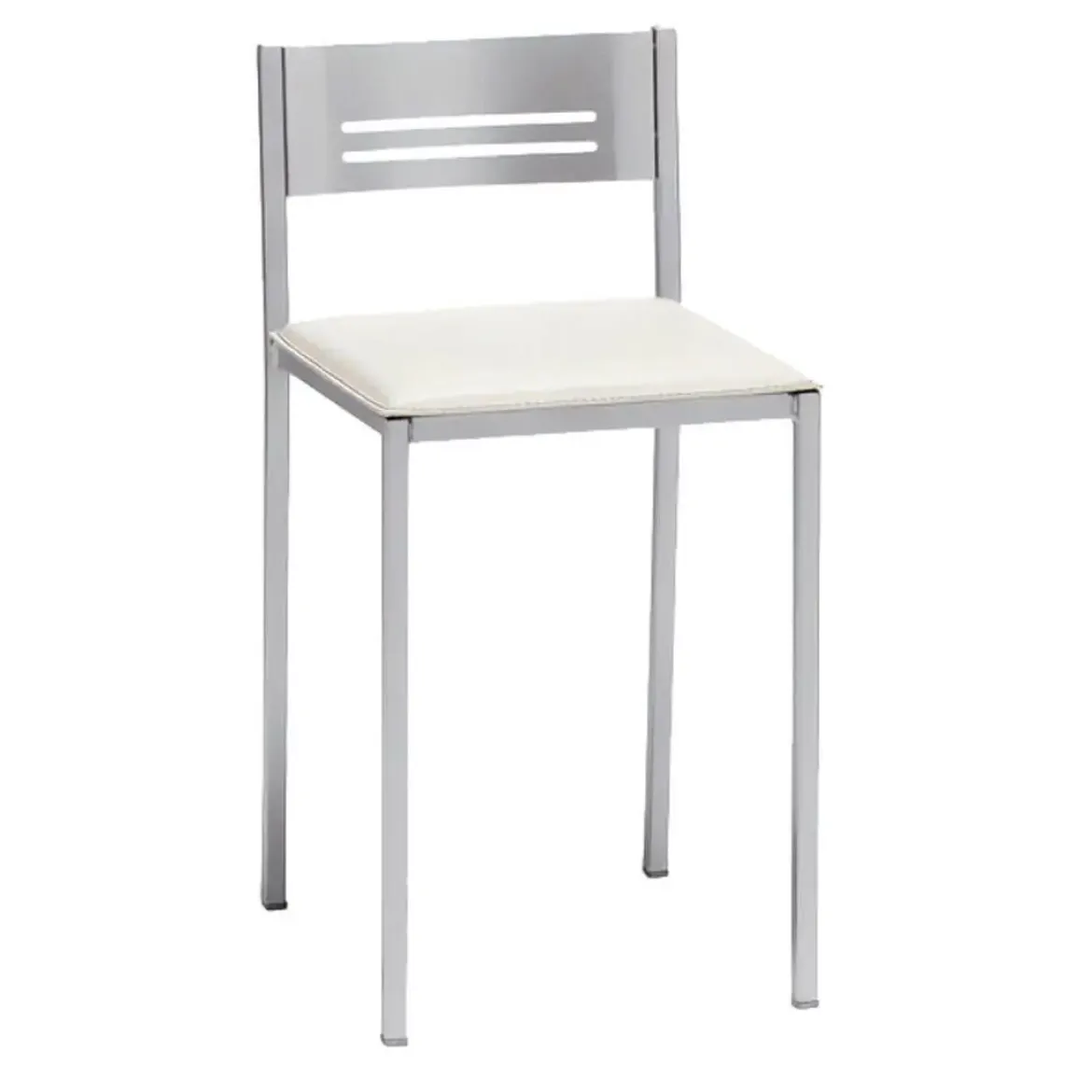 Taburete Bajo con Respaldo y Asiento Tapizado de Aluminio 833/AL