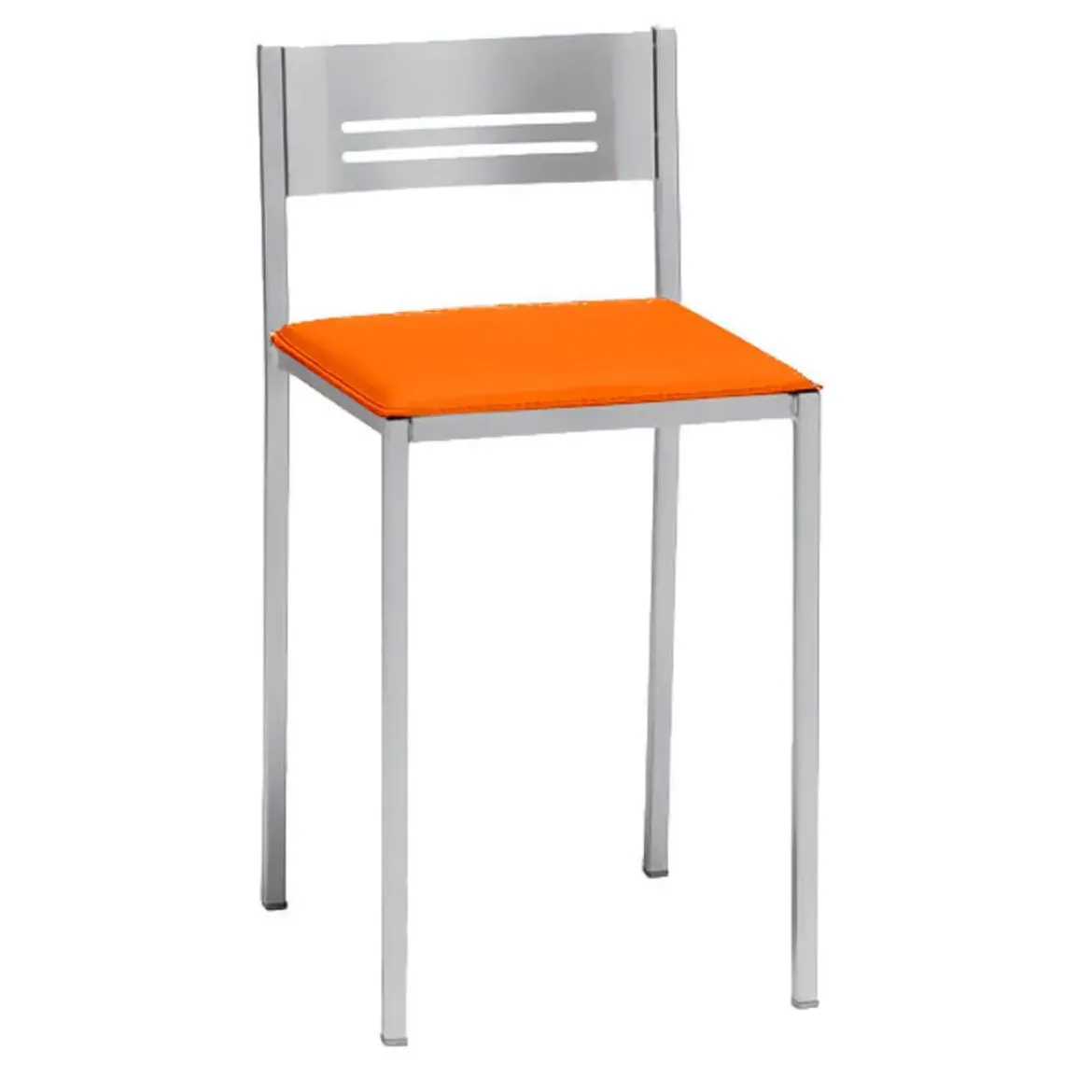 Taburete Bajo con Respaldo y Asiento Tapizado de Aluminio 833/AL