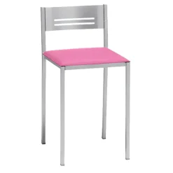 Taburete Bajo con Respaldo y Asiento Tapizado de Aluminio 833/AL